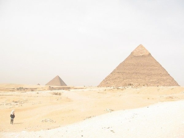 Pyramids rise up from the Giza plateau