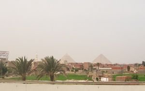 The view of the Giza Pyramids on the Cairo skyline
