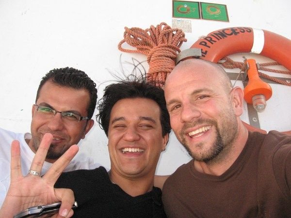The three amigos on the bow of the Aqaba Princess