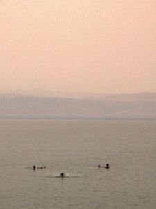 The Dead Sea with Israel lying on the far shores