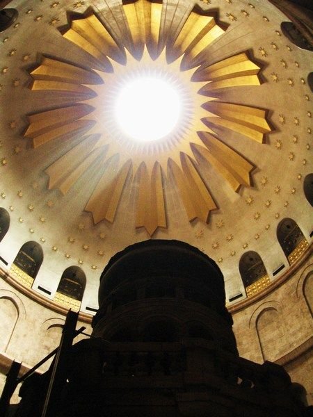 Rays of light shining into the Church of the Holy Sepulchre