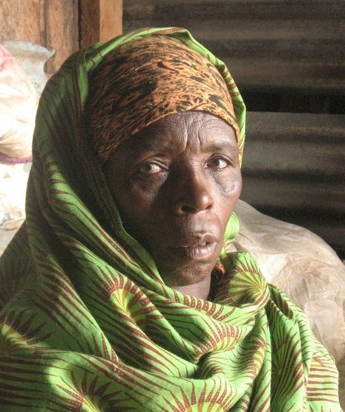 An Elderly Kenyan woman displaced from her home after post-election viloence