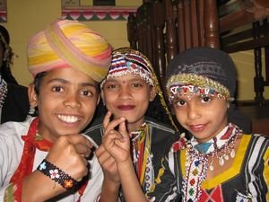 Indian children performing a groove
