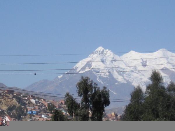 The Snow Peaks of Nevado Illimani Overlook La Paz