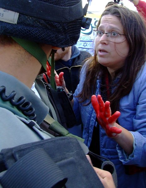 Israeli acitivist confronts border police