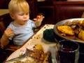 Tucking into his first parrillada