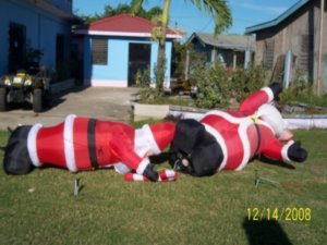 Even Santa has to lay down in this heat