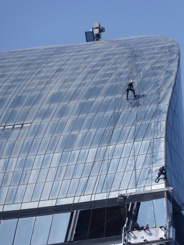 You need head for heights to clean windows here