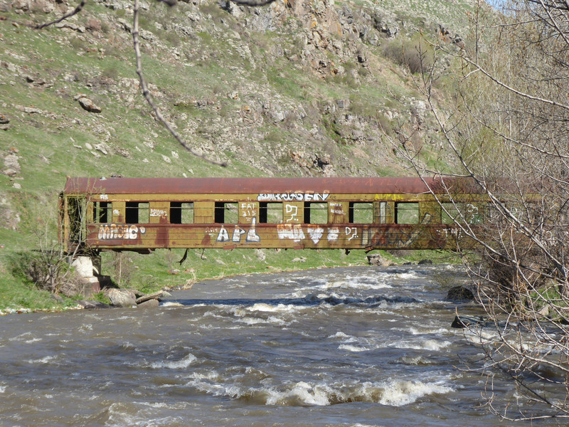 Train carriage as bridge 