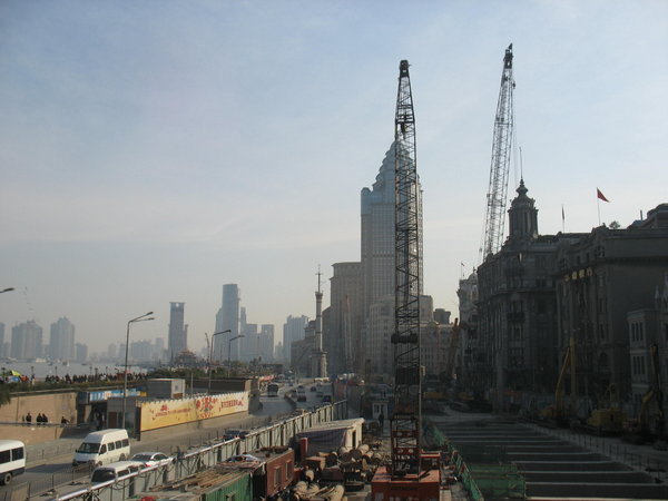 The South part of the Bund under construction
