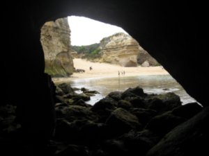 Looking out from cave
