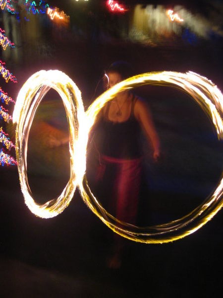Tanya does fire poi