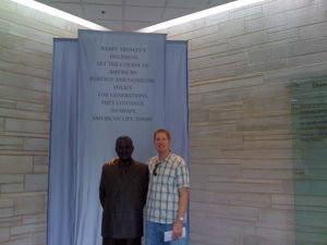 Colin next to Truman's Statue