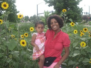 Alyssa and mom with sunflowers