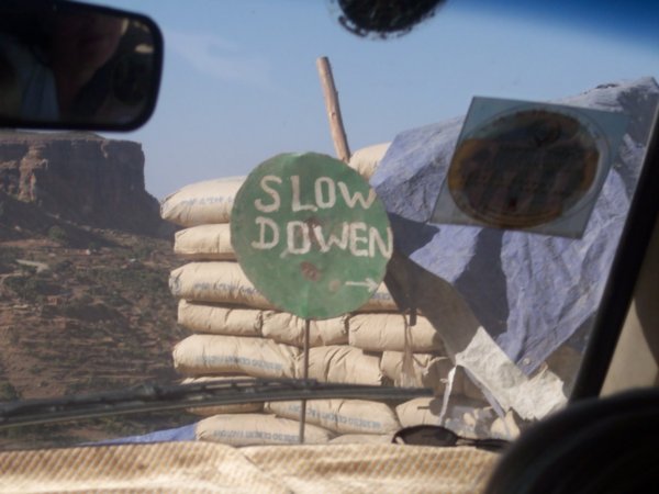 Slow Down sign