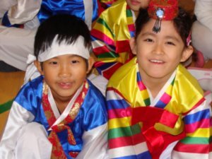 Two of my kidos in traditional dress at the school festival