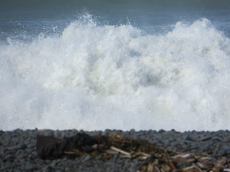 waves crashing on the shore