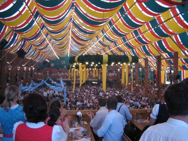 Inside the tent at Oktoberfest