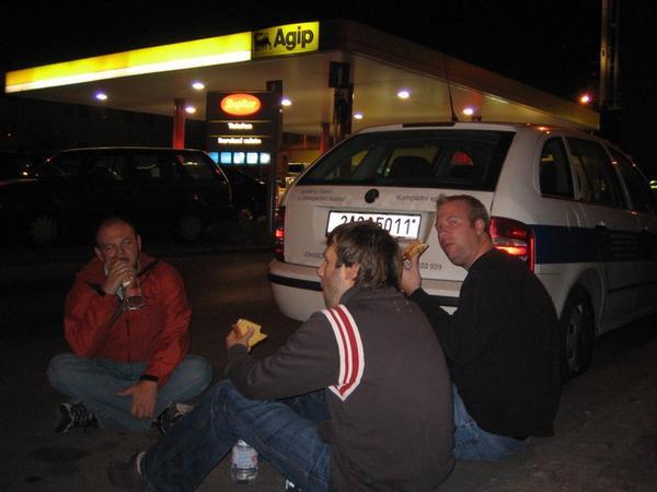 Nothing beats enjoying gas station food with friends in the streets of Prague!