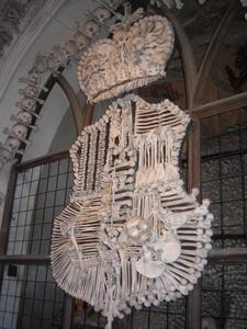 A city crest constucted of bones