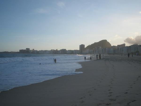 Our first view of Copacabana Beach...everyone start singing..."Her name was Lola, she was a showgirl..." 