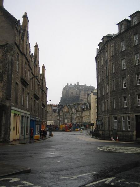 A view from our hostel...that is the Edinburgh Castle in the mist...constant mist.