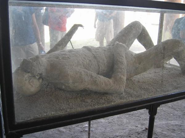 A cast taken from one of the residence of Pompeii frozen in time