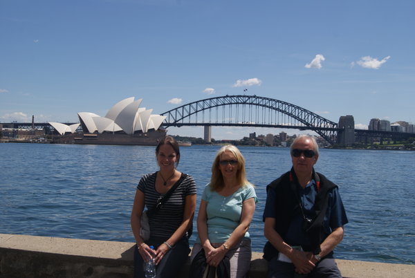 Kat, Roberta and Colin, Sydney Harbour