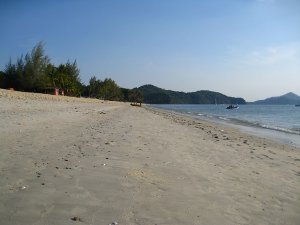 Beach at Langkawi - hard to find a spot for our towel!