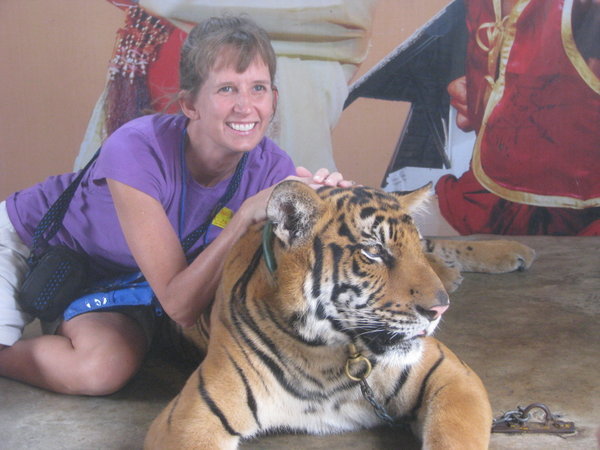 Julie with a tiger