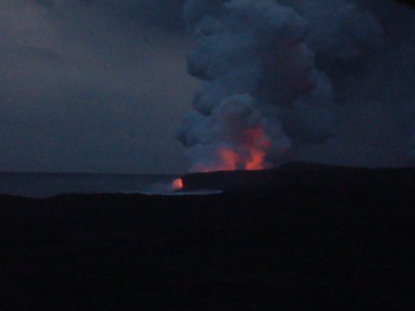 Lava exploding into the Pacific