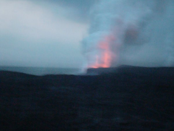 Just getting dark enough to see the lava...
