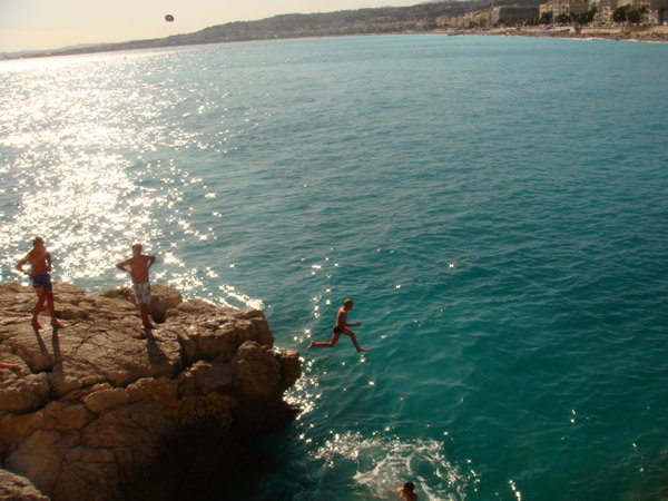 "Cliff Divers in Nice"