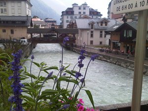 The river Arve that divides Chamonix-Mont Blanc