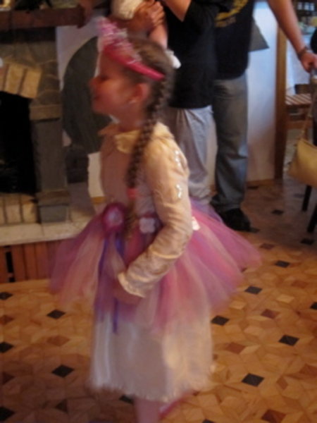 Dressing up in her princess stuff!