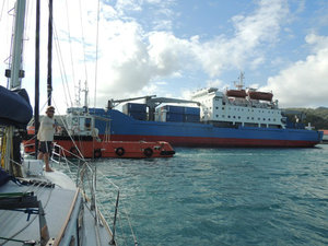 supply ship leaving port