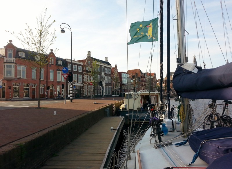 Moored against the main street in Haarlem
