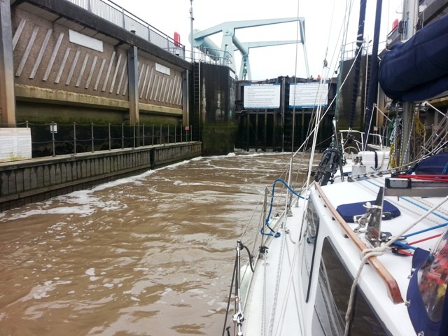 The lock to get into Cardiff Harbour