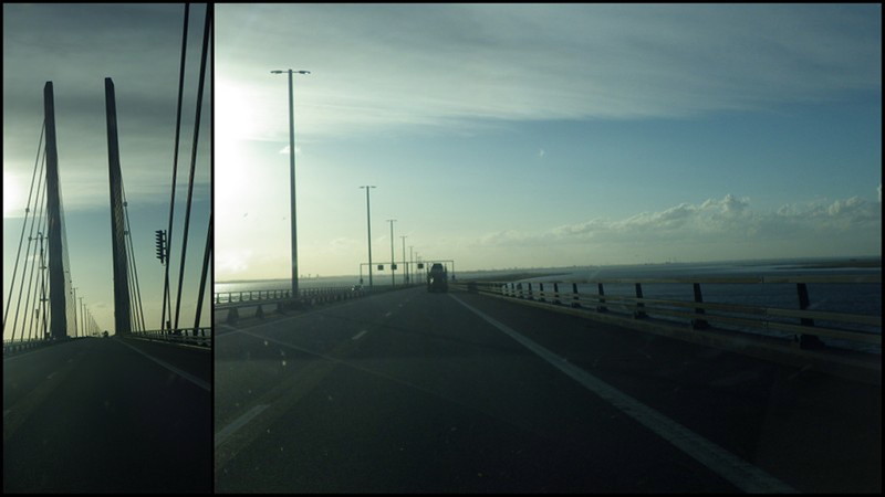 Le fameux point international, entre le Danemark et la Suède. On voit le pont disparaître et la mer prendre toute la place.          