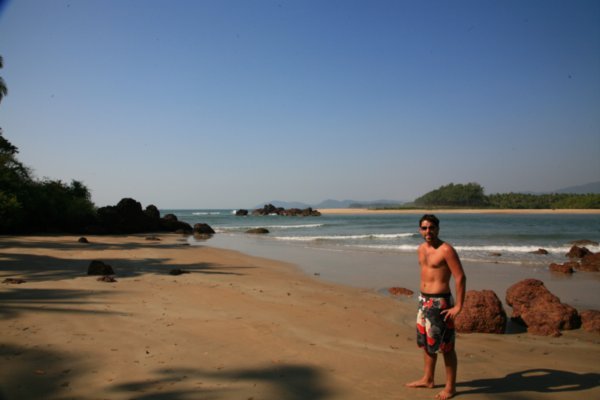 Stu on a deserted beach in Goa