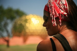 Pam at Matramandir in Auroville