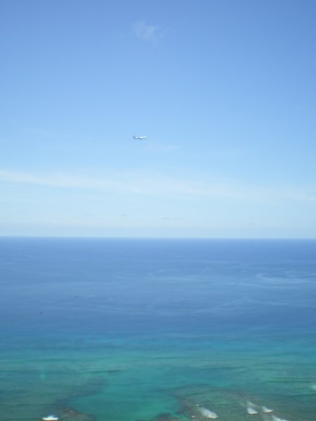 Brilliant sea and one of hundreds of planes