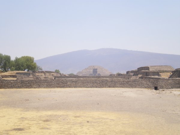 A pyramid in the distance