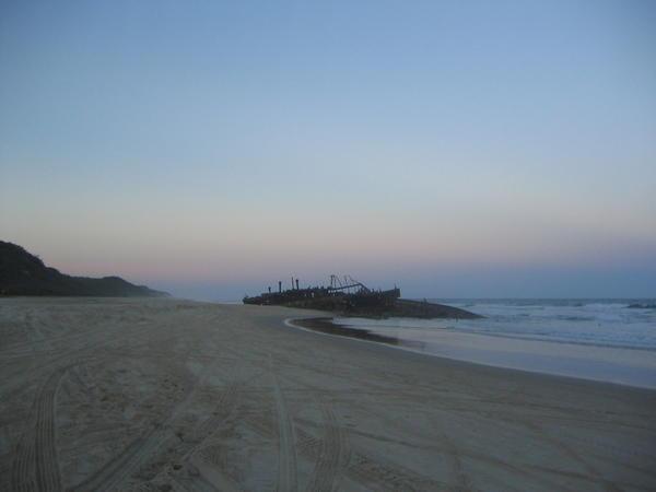 Sunset and Shipwreck on Fraser Island 