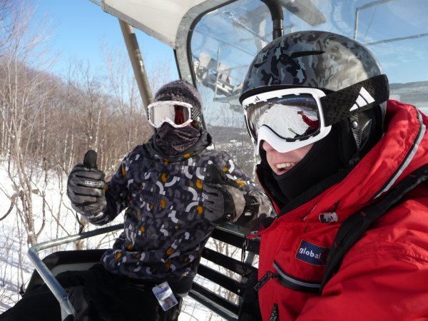 Sam and George on the chairlift
