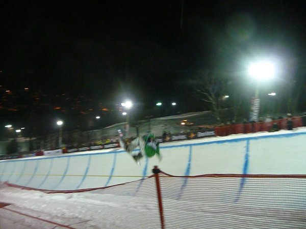 Snowboarder mid jump