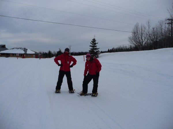 Kate and Nicky posing in snow shoes