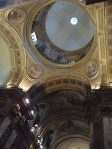 The ceiling and dome within the cathedral