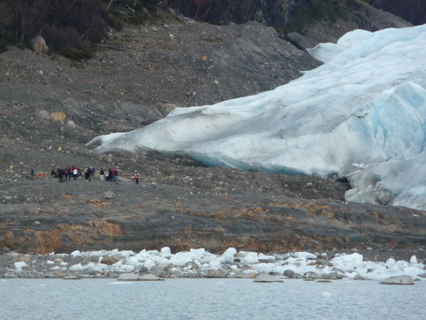People preparing to trek on the glacier