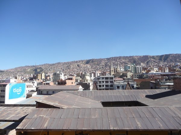 A view over La Paz from the hostel garden